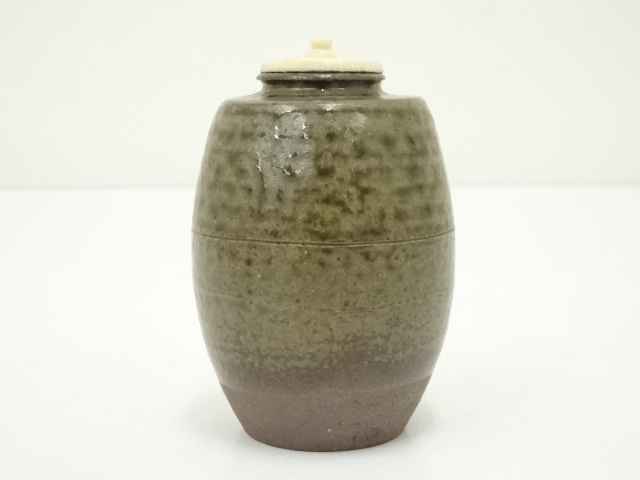 丹波焼　肩衝茶入 丹波焼 肩衝茶入 市野信水(作) 象牙蓋 仕服 共箱 | 古美術ささき